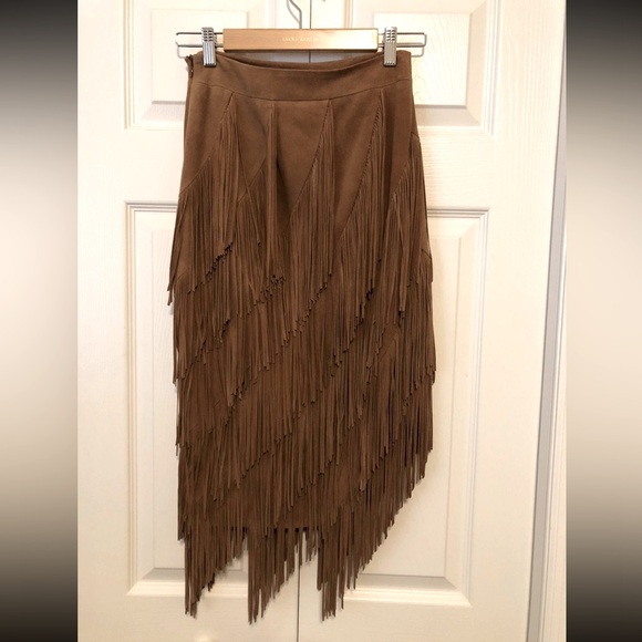 Intermix Suede Fringe Skirt- New With Tags!! - Picture 3 of 13